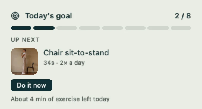 Today’s goal in the menu bar: progress, the next movement and how long it takes